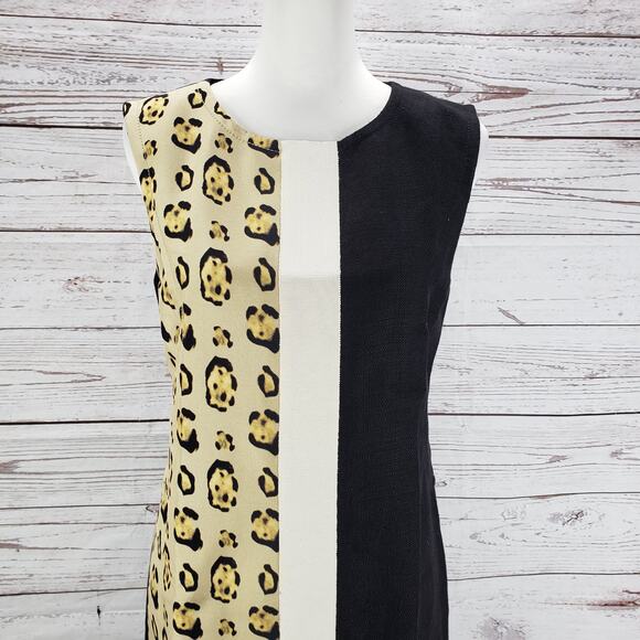 Giambattista Valli Paris Women's Linen Silk Color Block Sheath Dress Size 44 - Picture 4 of 13